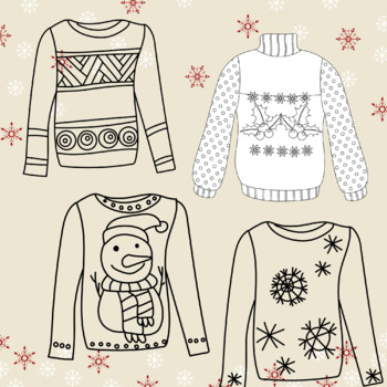 Ugly Christmas Sweater Coloring Pages Activity | Christmas Worksheets