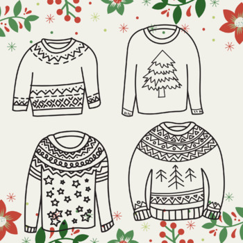 Ugly Christmas Sweater Coloring Pages Activity - Christmas Worksheets