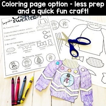 Ugly Sweater Coloring Craft – Template & Writing Activities