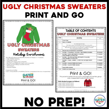 Ugly Christmas Sweater Reading Comprehension | December Activities ...