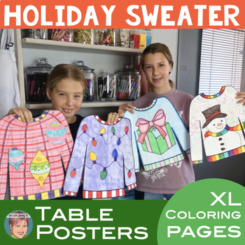 Preview of Ugly Christmas Sweater Extra Large Coloring Sheets | Great Small Group Activity