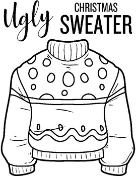 Ugly Christmas Sweater Printable Coloring Pages by HenRyCreated | TPT