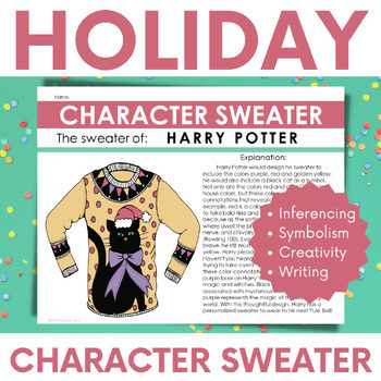 Preview of Ugly Christmas Character Sweater: Fun Holiday Writing, ELA Activity, Craft Board