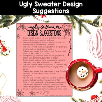 Ugly Sweater Coloring Craft – Template & Writing Activities