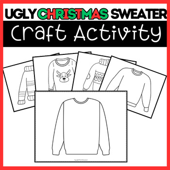 Preview of Ugly Christmas Sweater Template | Fun Painting Craft Art Activity