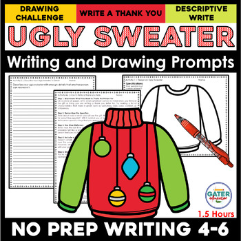 Preview of Ugly Christmas Sweater Writing Activity | December Activities | Writing Prompts