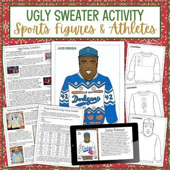 Preview of Design an Ugly Sweater Holiday Activity No Prep Project - Sports Athletes