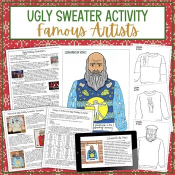 Preview of Famous Artists - Fun Design an Ugly Sweater Holiday Activity No Prep Project