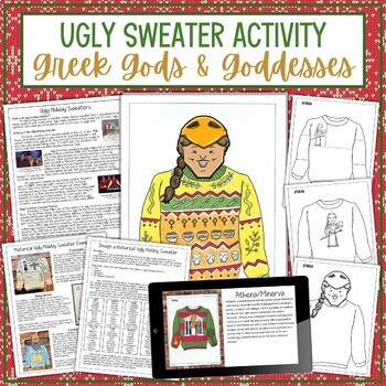 Preview of Design an Ugly Sweater Holiday Activity No Prep Project - Greek Mythology