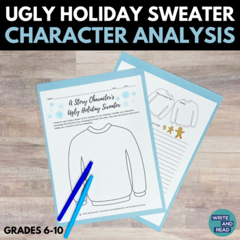 Preview of Ugly Holiday Sweater Character Analysis- Digital and Printable Holiday Activity