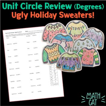 Preview of Ugly Holiday Sweaters- Unit Circle Review (6 Trig Functions using Degrees)
