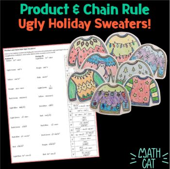Preview of Ugly Holiday Sweaters- Using Chain and Product Rules to Solve Derivatives