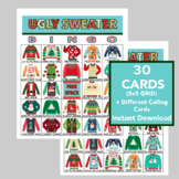 Ugly Sweater, Christmas Bingo, Holiday Party Game, Digital