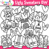 Ugly Sweater Clipart: Christmas Clip Art Black & White Tra