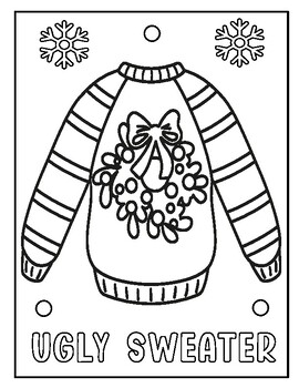 Ugly Sweater Coloring Page - Ugly Sweater Holly Flower Coloring Sheet ...