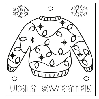 Ugly Sweater Coloring Page -Ugly Sweater Light Holiday Coloring Sheet ...