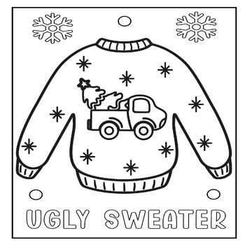 Ugly Sweater Coloring Page - Ugly Sweater Truck Tree Coloring Sheet ...