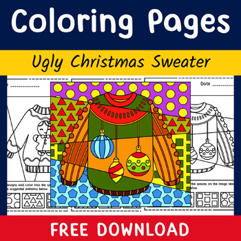 Ugly Sweater Coloring Pages, Ugly Christmas Sweater Coloring, Ugly Xmas ...