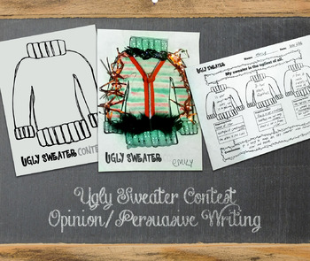 Preview of Ugly Sweater Contest Opinion / Persuasive Writing Craft Holiday Christmas