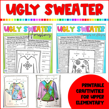 Preview of Ugly Sweater Synonyms, Antonyms, and Homophones BUNDLE