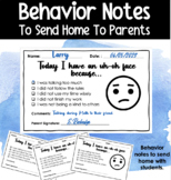Uh-Oh Face Behavior Notes to Send Home for Parents | Class
