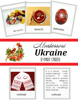 Preview of Ukraine Information Activity Montessori 2-part Cards Country Study