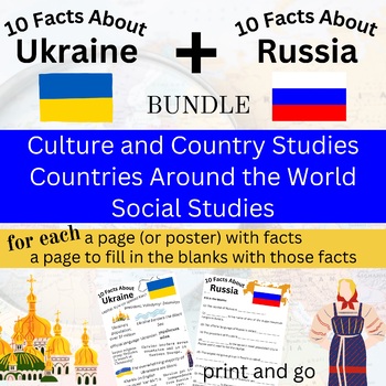 Preview of Ukraine and Russia Facts - 10 Facts for Each - a page or poster plus a worksheet