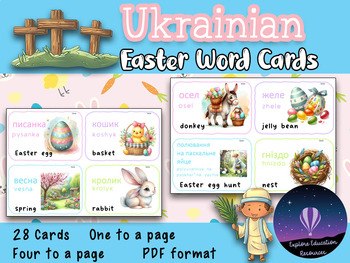 Preview of Ukrainian Easter Labels - Word Wall, Vocabulary, Translation, Flash Cards