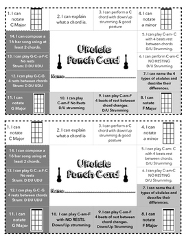 Preview of Ukulele Assessment Punch Card