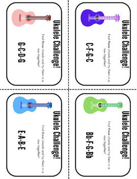 Preview of Ukulele Chord Cards and Challenge Music Cards
