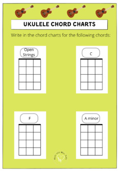 Preview of Ukulele Chord Chart Label Activity
