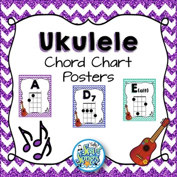 Preview of Ukulele Chord Chart Posters - Glitter & Chevrons