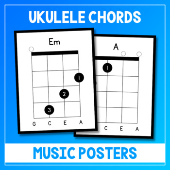 Preview of Ukulele Chords Posters - Music Reference Sheets - Room Decor