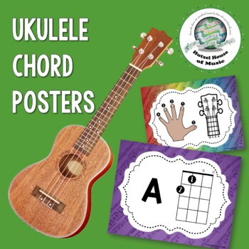 Preview of Ukulele Chords Posters in Rainbow Colors