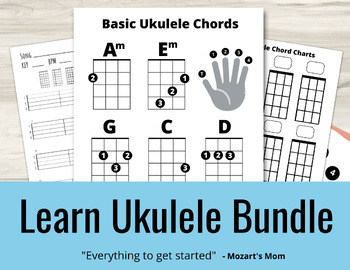 Preview of Ukulele Classroom Bundle - Flash Cards, Chord Charts, Blank Sheets, + MORE