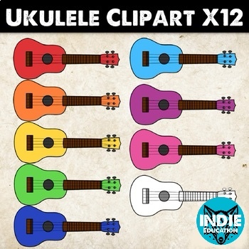 Preview of Ukulele Clipart Full Colour Commercial Use Ukulele PNG Graphics