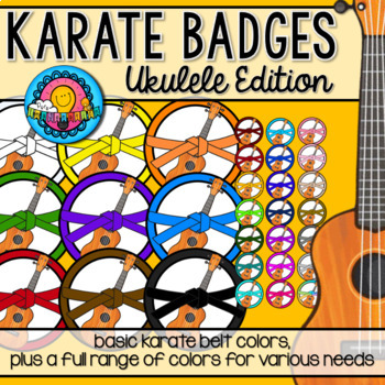 Preview of Ukulele Karate Belt Achievement Badges 30 Colors Digital or Print
