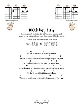 Preview of Ukulele (Left Hand) 100th Day song or chant with left hand chord charts