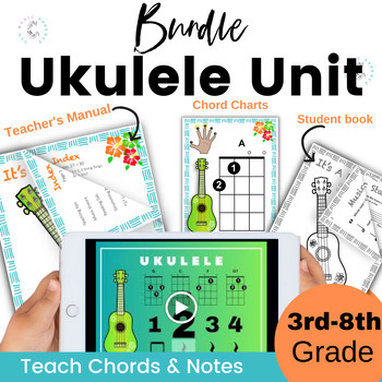 Preview of Ukulele Music Unit bundle-Method book, Reproducible Student book & Chord Charts