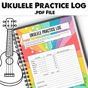 Preview of Ukulele Practice Log | Rainbow Themed