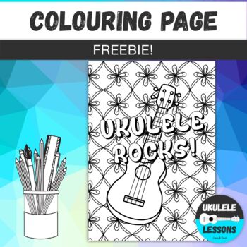 Preview of Ukulele Rocks Colouring Page