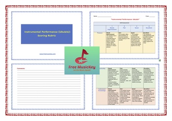 Preview of Ukulele Rubrics (self-peer-assessment) by Free MusicKey