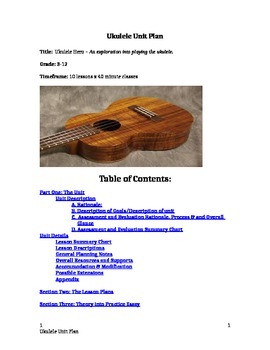 Preview of Ukulele Unit -  Complete Lesson Plan and Song Package