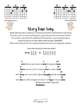 Preview of Ukulele (Right Hand) library song for story time with chord charts