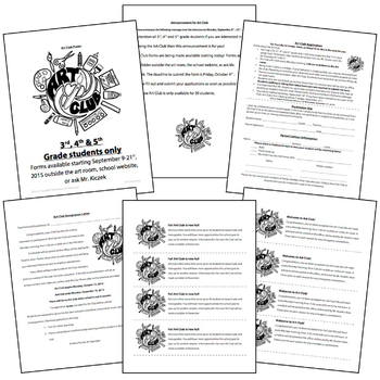 Preview of Ultimate 27 Page Art Club/Field Trip Editable Packet Forms Bundle
