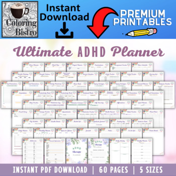 Preview of Ultimate ADHD Therapy Planner ADD Printable School Project Anxiety Journal