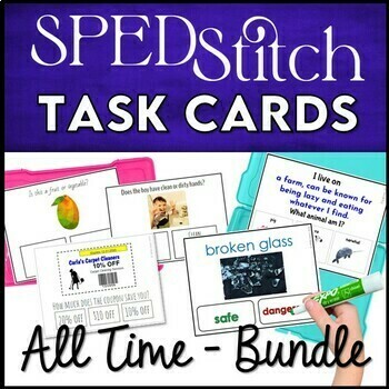 Preview of Ultimate All Time Special Education Life Skills Task Card Bundle Differentiated