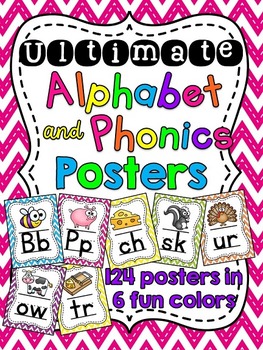 Preview of Alphabet Posters and Phonics Posters Huge BUNDLE (Cute Classroom Decor)