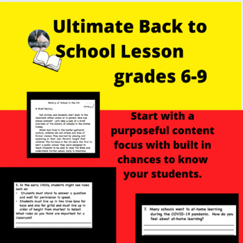 Preview of Ultimate Back to School Lesson Grades 6-9, Academic focus and get to know kids