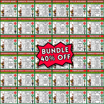 Preview of Ultimate Black History Month Bundle: 40 Collaborative Coloring Posters Activity
